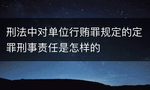 刑法中对单位行贿罪规定的定罪刑事责任是怎样的
