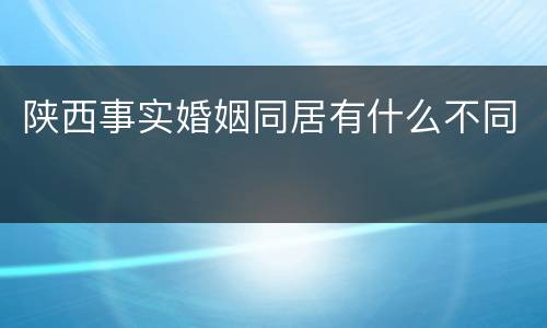 陕西事实婚姻同居有什么不同