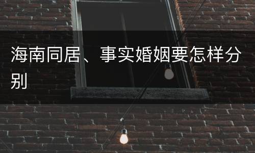海南同居、事实婚姻要怎样分别