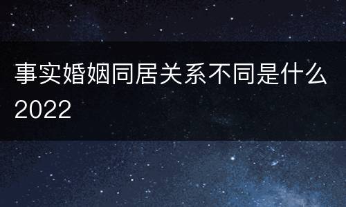 事实婚姻同居关系不同是什么2022