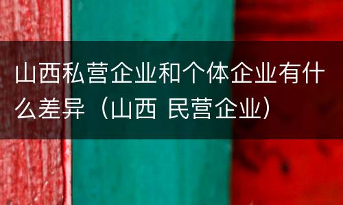 山西私营企业和个体企业有什么差异（山西 民营企业）