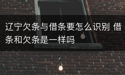 辽宁欠条与借条要怎么识别 借条和欠条是一样吗