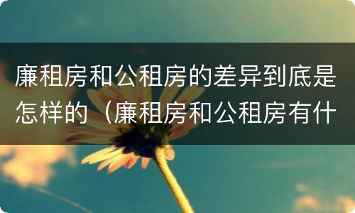 廉租房和公租房的差异到底是怎样的（廉租房和公租房有什么差别）
