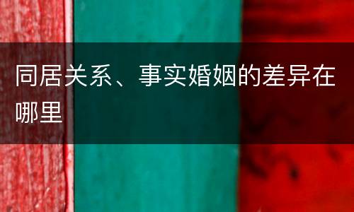 同居关系、事实婚姻的差异在哪里