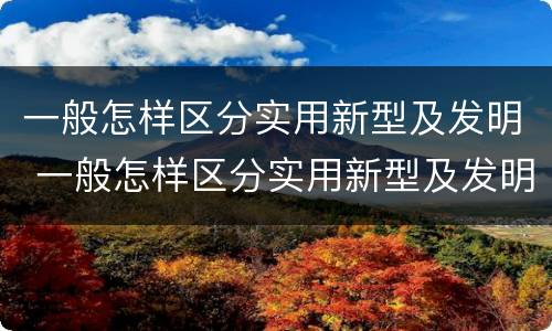 一般怎样区分实用新型及发明 一般怎样区分实用新型及发明型