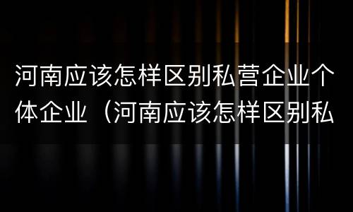 河南应该怎样区别私营企业个体企业（河南应该怎样区别私营企业个体企业和公司）