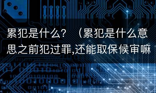 累犯是什么？（累犯是什么意思之前犯过罪,还能取保候审嘛）