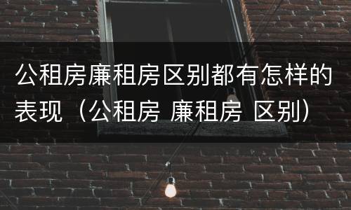 公租房廉租房区别都有怎样的表现（公租房 廉租房 区别）