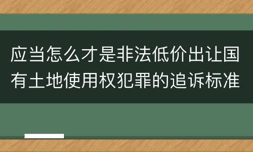 应当怎么才是非法低价出让国有土地使用权犯罪的追诉标准