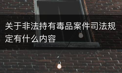 关于非法持有毒品案件司法规定有什么内容