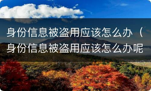 身份信息被盗用应该怎么办（身份信息被盗用应该怎么办呢）