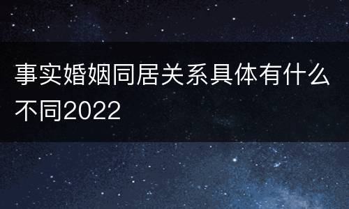 事实婚姻同居关系具体有什么不同2022