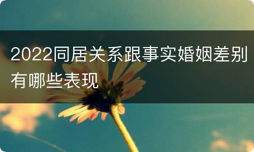 2022同居关系跟事实婚姻差别有哪些表现