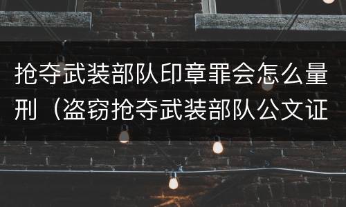 抢夺武装部队印章罪会怎么量刑（盗窃抢夺武装部队公文证件印章罪）