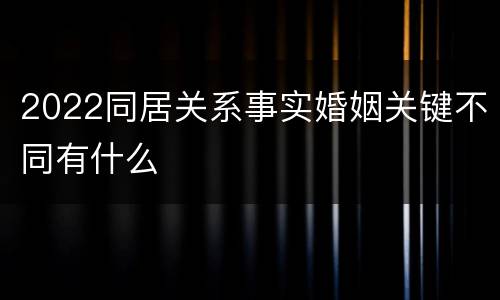 2022同居关系事实婚姻关键不同有什么