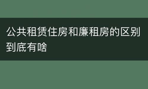 公共租赁住房和廉租房的区别到底有啥