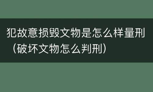 犯故意损毁文物是怎么样量刑（破坏文物怎么判刑）