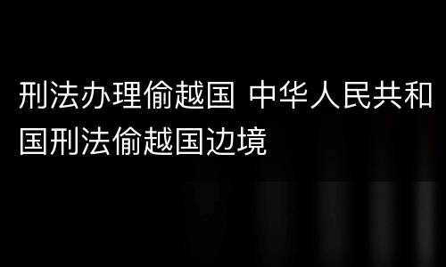 刑法办理偷越国 中华人民共和国刑法偷越国边境