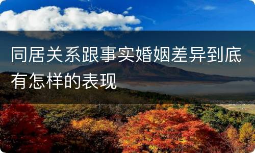 同居关系跟事实婚姻差异到底有怎样的表现