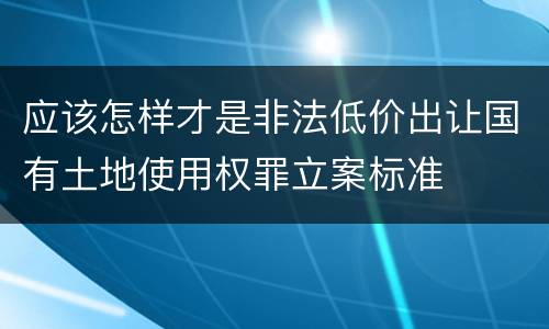 应该怎样才是非法低价出让国有土地使用权罪立案标准