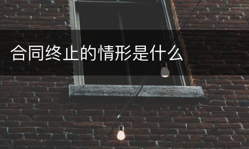 合同终止的情形是什么