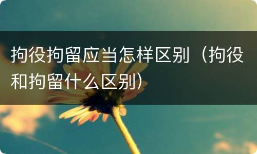 拘役拘留应当怎样区别（拘役和拘留什么区别）