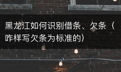 黑龙江如何识别借条、欠条（咋样写欠条为标准的）