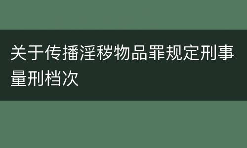 关于传播淫秽物品罪规定刑事量刑档次