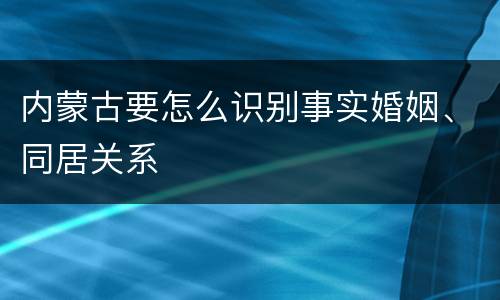 内蒙古要怎么识别事实婚姻、同居关系