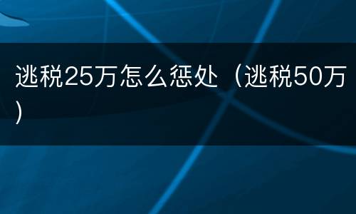 逃税25万怎么惩处（逃税50万）