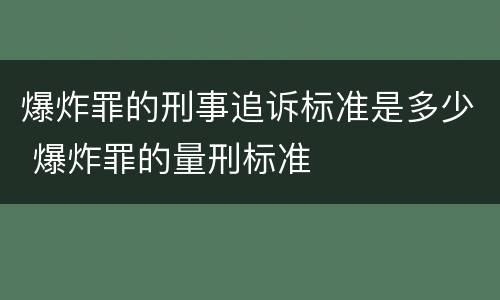 爆炸罪的刑事追诉标准是多少 爆炸罪的量刑标准