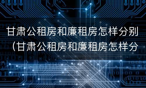甘肃公租房和廉租房怎样分别（甘肃公租房和廉租房怎样分别的）