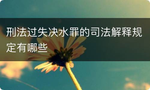 刑法过失决水罪的司法解释规定有哪些