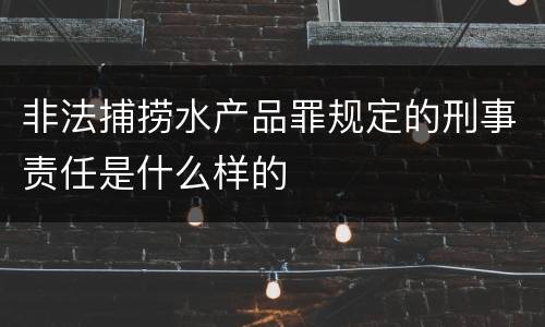 非法捕捞水产品罪规定的刑事责任是什么样的