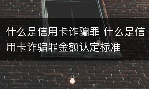 什么是信用卡诈骗罪 什么是信用卡诈骗罪金额认定标准