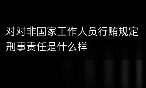 对对非国家工作人员行贿规定刑事责任是什么样