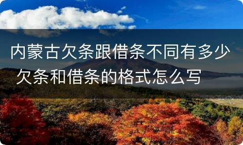 内蒙古欠条跟借条不同有多少 欠条和借条的格式怎么写