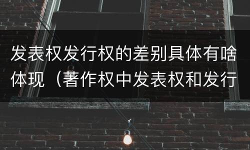 发表权发行权的差别具体有啥体现（著作权中发表权和发行权的区别）