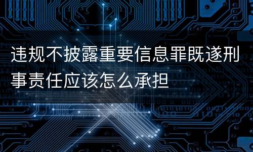 违规不披露重要信息罪既遂刑事责任应该怎么承担