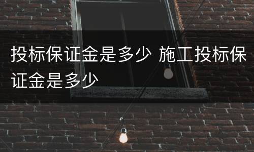 投标保证金是多少 施工投标保证金是多少