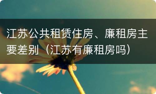 江苏公共租赁住房、廉租房主要差别（江苏有廉租房吗）