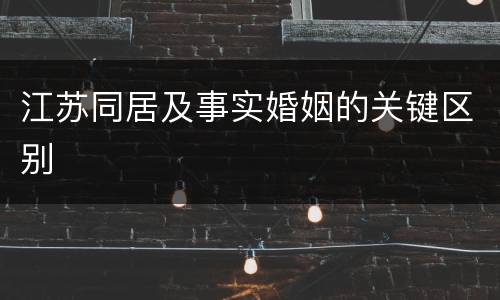 江苏同居及事实婚姻的关键区别