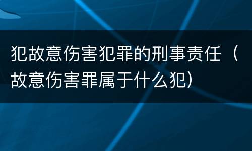 犯故意伤害犯罪的刑事责任（故意伤害罪属于什么犯）