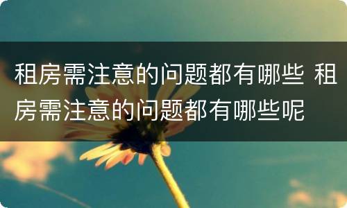 租房需注意的问题都有哪些 租房需注意的问题都有哪些呢