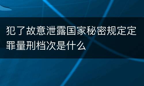 犯了故意泄露国家秘密规定定罪量刑档次是什么