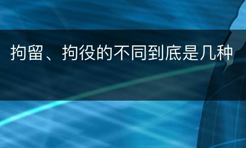 拘留、拘役的不同到底是几种
