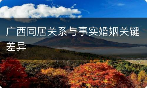 广西同居关系与事实婚姻关键差异