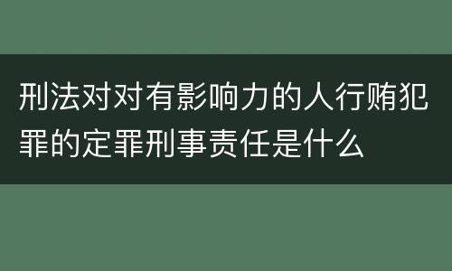 刑法对对有影响力的人行贿犯罪的定罪刑事责任是什么