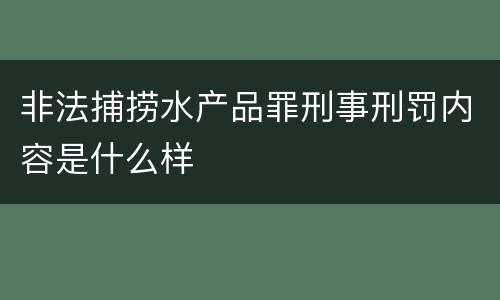 非法捕捞水产品罪刑事刑罚内容是什么样