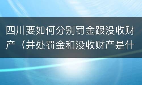 四川要如何分别罚金跟没收财产（并处罚金和没收财产是什么意思）